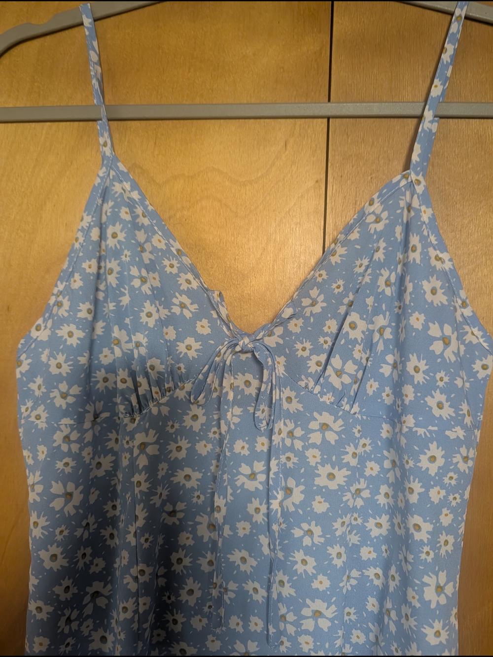 SHEIN Light Blue Floral Tie-Front Spaghetti Strap Cami